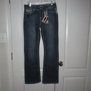 NWT Soundgirl Dark Blue Bootcut Jeans w/ Embroidered Stud Pockets Size 11